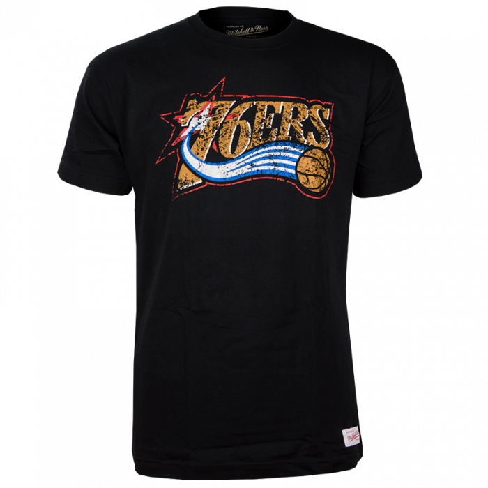 Philadelphia 76ers Mitchell & Ness Distressed HWC Logo T-Shirt 