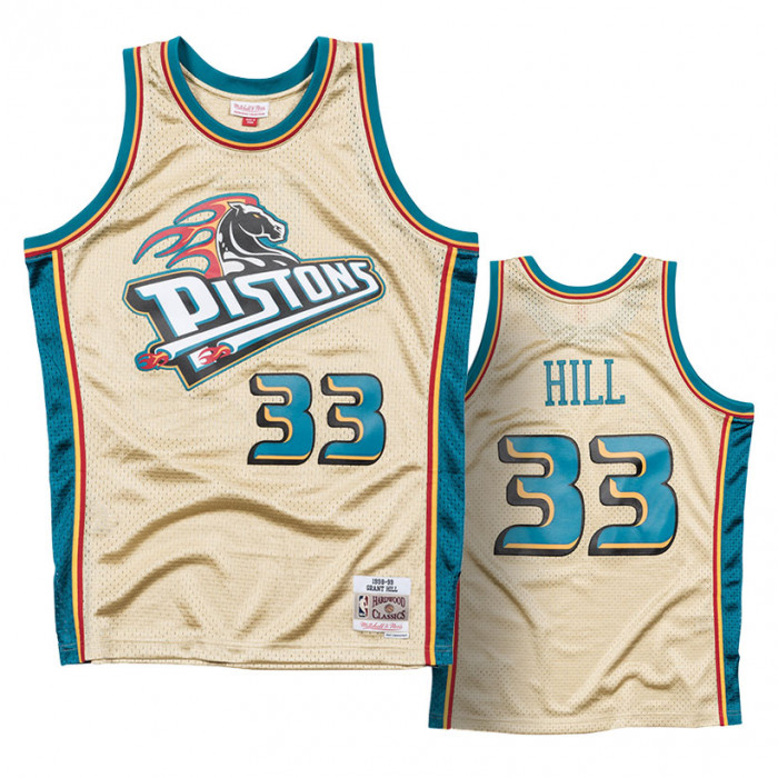 Grant Hill 33 Detroit Pistons 1997 Mitchell & Ness Gold Swingman Jersey 