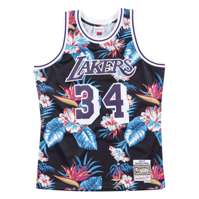 Shaquille O'Neal 34 Los Angeles Lakers 1996-97 Mitchell & Ness Swingman Floral Black dres 