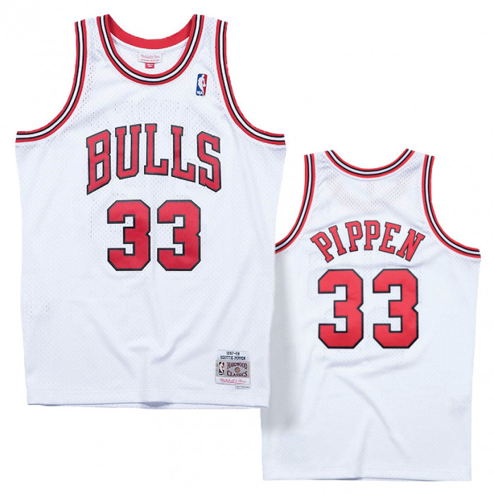 Retro 1998 Scottie Pippen #33 Chicago Bulls Basketball Trikot Genäht Weiß 