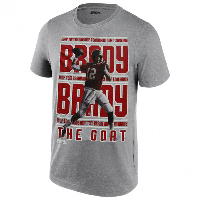 Tom Brady 12 Stacked Grey T-Shirt