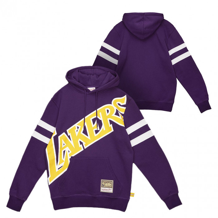 Los Angeles Lakers Mitchell & Ness Big Face 2.0 Substantial pulover sa kapuljačom