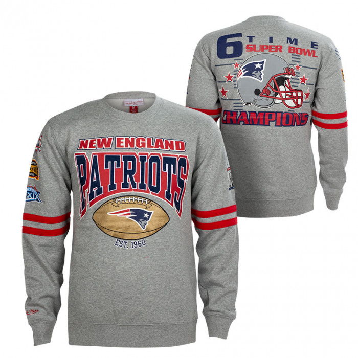 New England Patriots Mitchell & Ness All Over Print Crew Pullover 