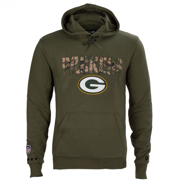 Green Bay Packers New Era Camo Wordmark maglione con cappuccio