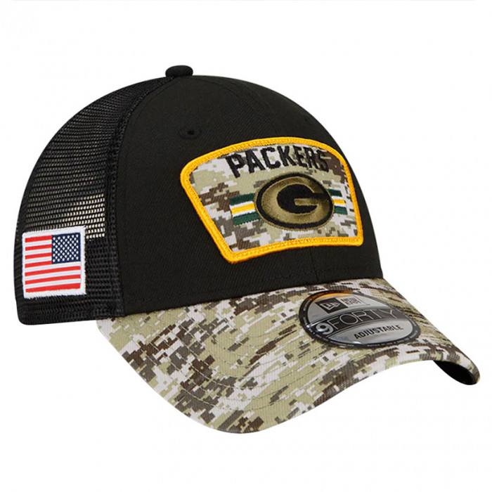 Green Bay Packers New Era 9FORTY Trucker 2021 Salute to Service kačket