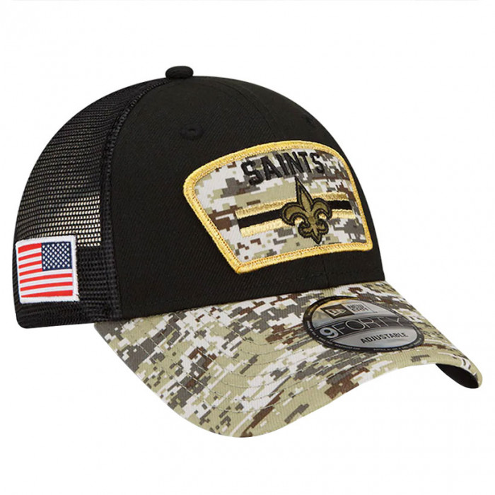 New Orleans Saints New Era 9FORTY Trucker 2021 Salute to Service cappellino
