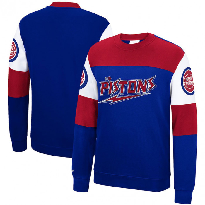 Detroit Pistons Mitchell & Ness Perfect Season Crew Fleece pulover