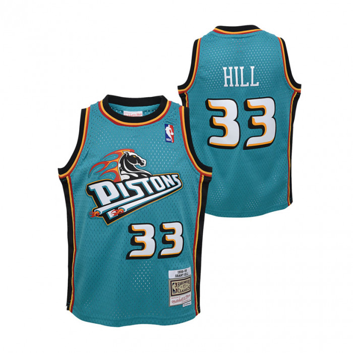Grant Hill 33 Detroit Pistons 1998-99 Mitchell & Ness Swingman Road Kinder Trikot