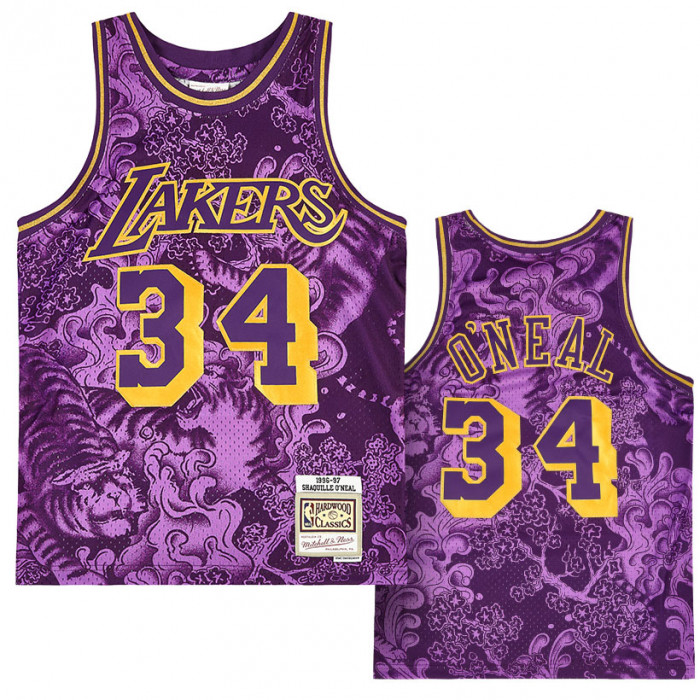 Shaquille O'Neal 34 Los Angeles Lakers 1996-97 Mitchell and Ness Asian Heritage CNY 4.0 Swingman maglia