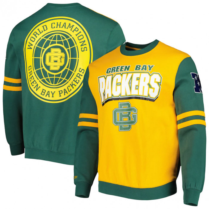Green Bay Packers Mitchell and Ness All Over Crew 2.0 Pullover