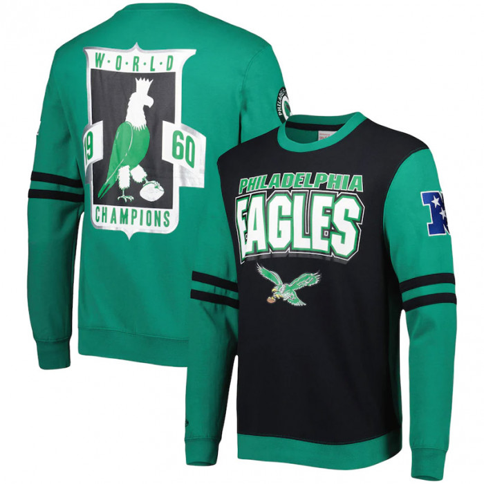 Philadelphia Eagles Mitchell and Ness All Over Crew 2.0 pulover