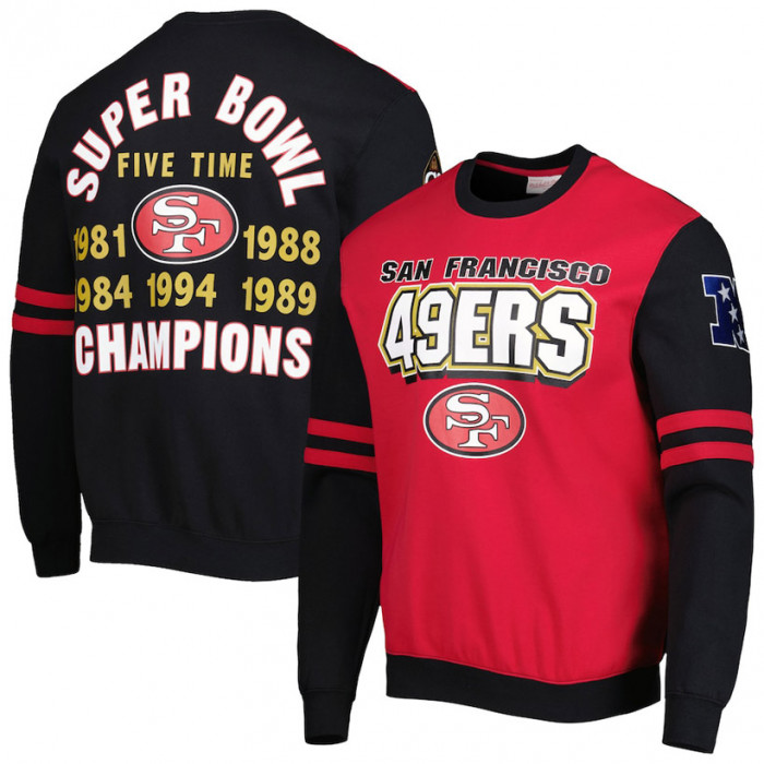 San Francisco 49ers Mitchell and Ness All Over Crew 2.0 pulover