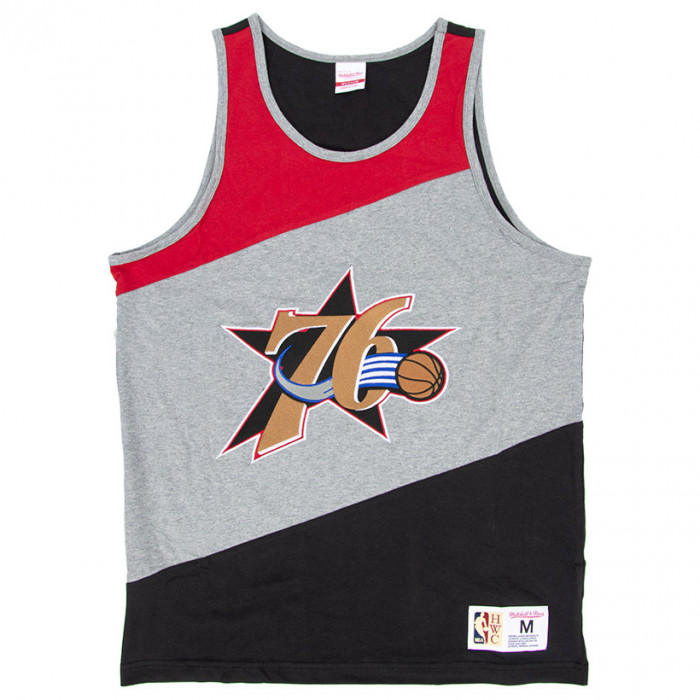 Philadelphia 76ers Mitchell and Ness HWC Colorblocked Cotton Tank Top T-Shirt