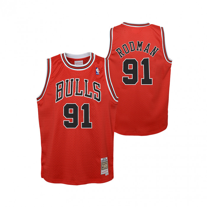 Dennis Rodman 91 Chicago Bulls 1997-98 Mitchell and Ness Swingman Road Kinder Trikot