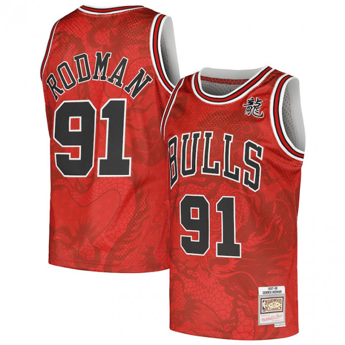 Dennis Rodman 91 Chicago Bulls 1997-98 Mitchell and Ness Asian Heritage 6.0 Fashion Swingman Trikot 