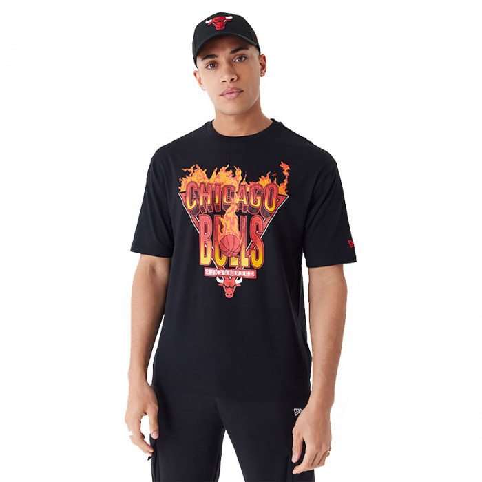 Chicago Bulls New Era Flame Graphic Black Oversized T-Shirt