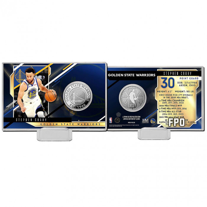 Stephen Curry Golden State Warriors Silver Coin Card versilberte Münze mit Coin Card