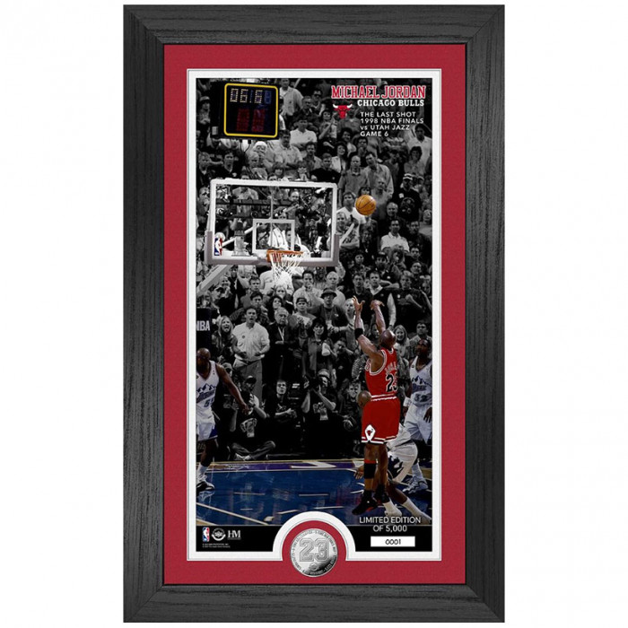 Michael Jordan Chicago Bulls The Last Shot Finals 1989 Coin Photo Mint posrebren kovanec in fotografija v okvirju