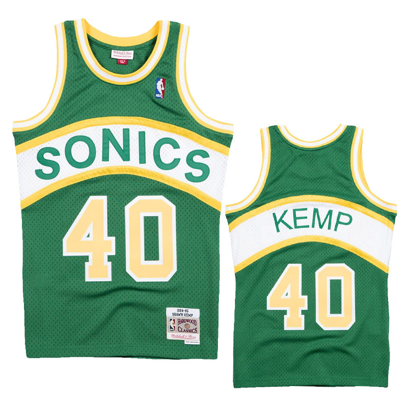 Retro 95 96 Shawn Kemp #40 Seattle SuperSonics Basketball Trikot Jersey Grün DE 
