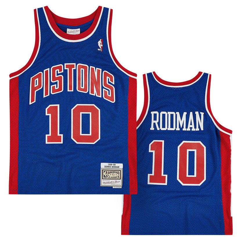 Men's Mitchell & Ness Dennis Rodman Royal Detroit Pistons 1988-89 Hardwood  Classics Swingman Jersey
