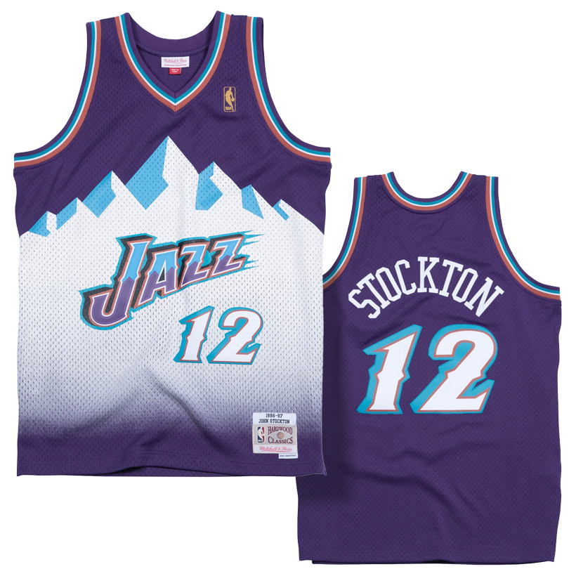 جاكيت رجالي John Stockton 12 Utah Jazz 1996-97 Mitchell & Ness Swingman Jersey جاكيت رجالي