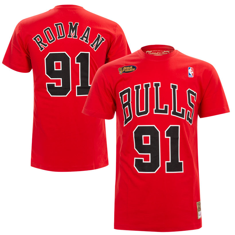 cirkulære Regn bule Dennis Rodman 91 Chicago Bulls Mitchell and Ness HWC T-Shirt