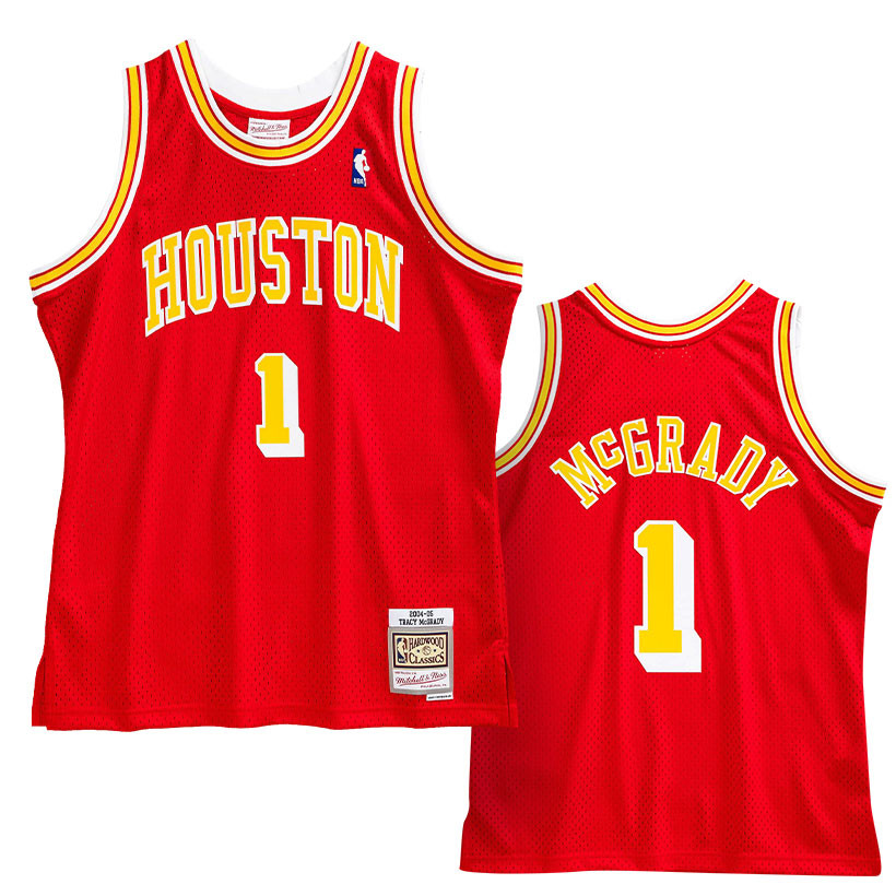 Men's Mitchell & Ness Hakeem Olajuwon Red Houston Rockets 1996-97 Hardwood  Classics Reload 2.0 Swingman Jersey