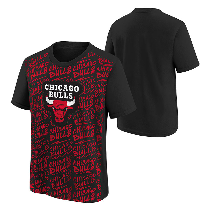 T-Shirt New Era Team Script Oversized NBA Chicago Bulls - Black