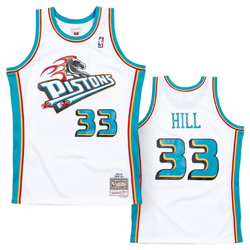 Men's Detroit Pistons Grant Hill Mitchell & Ness White Hardwood
