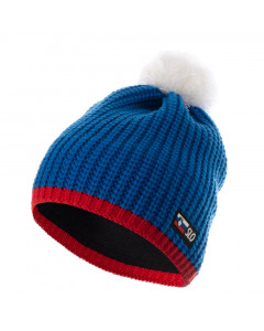 SLO zimska kapa Modro-rdeča s cofom