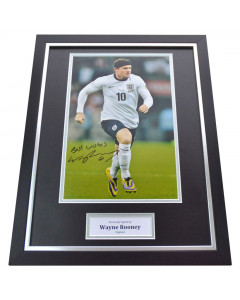 Wayne Rooney Signed Photo Framed 16"x12" England Autograph Memorabilia Display COA