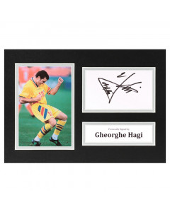Gheorghe Hagi Signed A4 Photo Display Romania Autograph Memorabilia COA