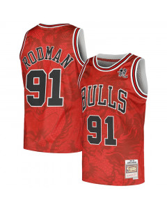 Dennis Rodman 91 Chicago Bulls 1997-98 Mitchell and Ness Asian Heritage 6.0 Fashion Swingman Maglia 