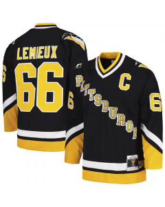 Mario Lemieux Pittsburgh Penguins 1992-93 Mitchell and Ness Blue Line Dark dres