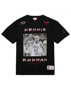 Dennis Rodman Chicago Bulls Mitchell and Ness Heavyweight Premium Vintage Logo T-Shirt