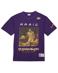 Magic Johnson Los Angeles Lakers Mitchell and Ness Heavyweight Premium Vintage Logo T-Shirt