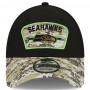 Seattle Seahawks New Era 9FORTY Trucker 2021 Salute to Service cappellino