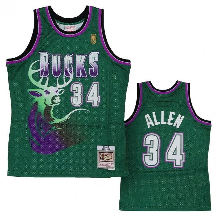 Ray Allen 34 Milwaukee Bucks 1996-97 Mitchell & Ness Swingman dres 