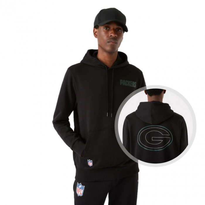 Green Bay Packers New Era Outline Logo Graphite Hoodie