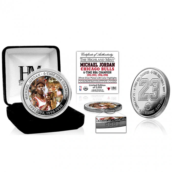 Michael Jordan 23 Chicago Bulls Silver Mint Coin Una moneta