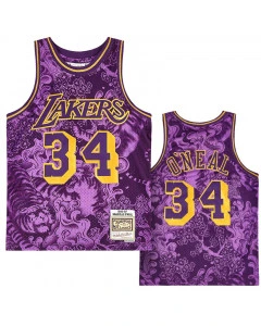 Shaquille O'Neal 34 Los Angeles Lakers 1996-97 Mitchell and Ness Asian Heritage CNY 4.0 Swingman Jersey