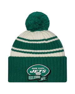 New York Jets New Era 2022 Official Sideline Sport Cuffed Pom cappello invernale
