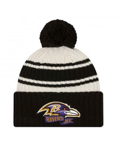 Baltimore Ravens New Era 2022 Official Sideline Sport Cuffed Pom cappello invernale