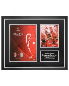 Steven Gerrard Signed Photo Large Framed 2005 Istanbul Final Programme Display COA