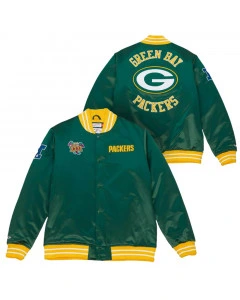 Green Bay Packers Mitchell & Ness Heavyweight Satin Jacket