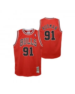 Dennis Rodman 91 Chicago Bulls 1997-98 Mitchell and Ness Swingman Road maglia per bambini