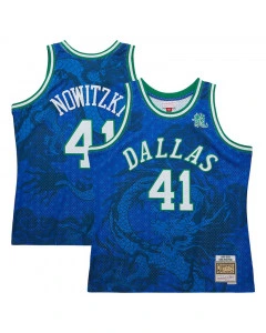 Dirk Nowitzki 41 Dallas Mavericks 1998-2019 Mitchell and Ness Asian Heritage 6.0 Fashion Swingman Maglia 
