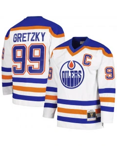 Wayne Gretzky Edmonton Oilers 1986-87 Mitchell and Ness Blue Line White Jersey