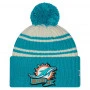 Miami Dolphins New Era 2022 Official Sideline Sport Cuffed Pom cappello invernale