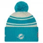 Miami Dolphins New Era 2022 Official Sideline Sport Cuffed Pom cappello invernale
